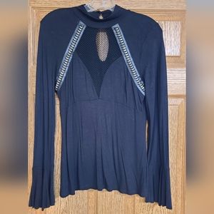 Venus Black Long Sleeve Top Size Medium